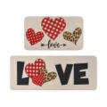 Set alfombra de cocina San Valentín, corazones rojos y letras love, alfombrilla antideslizante. - Colección de festivales—6