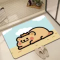 Cartoon cute bear diatomaceous earth bath mat, absorbent non-slip floor mat for bathroom doorway. - Cute Bear Bug 11