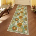 Alfombra pasillo cocina retro americana flores antideslizante absorbente decoración hogar - 45*80cm / Alfombrillas de flores para lavadora — 4
