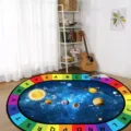 Alfombra educativa redonda para niños con diseño del sistema solar y alfabeto, ideal para dormitorio. - 180*280cm / Estilo Dos