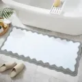 Alfombra de baño con borde ondulado blanco y gris felpa suave antideslizante para dormitorio. - Jiatu 0907
