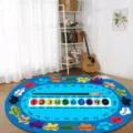 Alfombra educativa redonda infantil con abecedario numeros y colores bilingues sala - 40*60cm / Estilo Tres