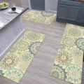 Kitchen floor mat set, non-slip floral runner rugs for home kitchen, absorbent and easy care. - HY Kitchen 3-Piece Set - 6