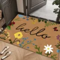 Paillasson style fibre de coco pour entrée avec motif floral de fleurs et impression hello - Style 3 (0710-3) / 40x60cm