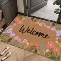 Paillasson en coco Welcome avec bordure florale colorée pour entrée porte intérieure. - Style 4 (0710-4) / 40x60cm