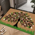 Vue détaillée du paillasson en imitation coco style américain avec motif d'arbre. - Style 7 (0710-7)