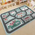Tapis de jeu pour enfants route circulation carte de ville dessin anime chambre de garcon - 40x60cm Pliable / Tapis pour enfant 02