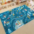 Détails du tapis de jeu de circulation pour enfants, avec routes et véhicules de dessin animé. - 40x60cm Pliable / Tapis pour enfant 04