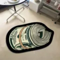 Tapis de sol motif de billet de dollar style dessin anime pour salon chambre deco. - FY818 Billet de Dollar-10 (Velours de Cristal Fond à Points) / 40x60cm
