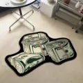 Tapis de sol motif billets de dollar, carpette antidérapante élégante pour salon et chambre. - FY818 Billet de Dollar-4 (Fausse Cachemire Fond à Points Plastiques) / 40x60cm