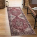 Gedetailleerd overzicht van Perzische loper tapijt met vintage medaillonpatroon in gangopstelling. - 40*60cm / Persische Stijl 9