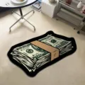 Tapis de sol en forme de liasse de dollars US de dessin animé, antidérapant et résistant. - FY818 Billet de Dollar-2 (Fausse Cachemire Fond à Points Plastiques) / 40x60cm