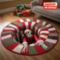 Weihnachten 3D Illusion runder Teppich weich Plüsch festliche Heimdekoration Fussmatte - 40x40cm (Kaschmir-ähnlich) / Weihnachtsstil 01