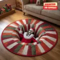 Weihnachten 3D Illusion runder Teppich mit Santa Skelett Design fuer gemütliche Dekoration. - 40x40cm (Kristallsamt) / Weihnachtsstil 05
