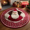 Amerikanischer Feiertags-Faux-Kaschmir-Rundteppich mit 3D-Weihnachtsmann-Druck für Innen. - 40x40cm (Kristallsamt) / Weihnachtsstil 07