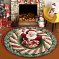 Weihnachten Kaschmir runder Teppich Indoor feiert dekorative Teppich weiche Fußmatte - 40x40cm (Kristallsamt) / Weihnachtsstil 10