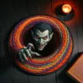 Halloween 3D Illusion Vampir runder Teppich weicher Plüsch Teppich für Heim Innendekoration - 40x40cm / 3D Visuelle Weihnachtsmatte-22