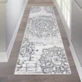 Detailweergave van de lange Perzische stijl gangloper met grijs bloemmotief, anti-slip. - 40*60cm / Persische Stijl 17
