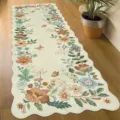 Lange vintage bloemen loper tapijt, botanische geschulpte vloer mat voor keuken gang - 40*60cm (Kristal Fluwelen) / Boho Vlinder Rand (Perzische Loper-30)