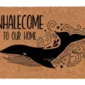 Natural coir doormat with cute whale illustration, anti-slip heavy duty entrance welcome floor mat. - 40*60cm / Fish 2
