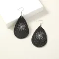Halloween doppelschichtige Tropfen Ohrringe mit schwarzem Spinnennetz Muster und Glitzer Finish. - Spinnennetz Stil (NE1011)