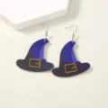 Halloween Gothic Hexenhut Ohrringe für Damen, lila Leder Festival Party Schmuck Geschenk. - Hexenhut Stil (NE1012)