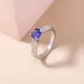 Elegante Anello Zircone Blu Argento Anello Donna Pavé Minimalista Accessorio Gioiello - Stile Blu Scuro Tondo (SE1169)