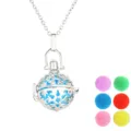 Hollow snowflake aromatherapy ball pendant necklace with multi-color pom pom accessories. - Hollow Snowflake Style (NX103)