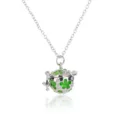 Silberbeschichtete Hohl-Aroma-Medaillon-Halskette mit grünem Kern für DIY Schmuck - Hohlkugel Stil (NX001)