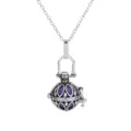 Silver-toned hollow harmony ball pendant necklace with blue inner core vintage style jewelry. - Hollow Ball Style (NX011)