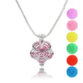 Silver Hollow Aromatherapy Cage Pendant Necklace with Colorful Pom-Poms DIY Jewelry. - Hollow Flower Style (NX030)