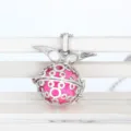 Vintage DIY angel wings hollow aromatherapy ball pendant necklace with pink core. - Hollow Angel Wings Style (NX109)