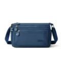 Sac bandoulière en nylon bleu pour femme, sacoche décontractée multi-poches pratique. - Bleu Denim