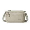Damen Nylon Umhängetasche, lässige Tasche mit vielen Fächern, Reißverschluß, beige - Khaki