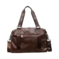 Large capacity PU leather travel duffel bag casual tote shoulder bag for men and women - Brown
