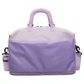 Grand sac de voyage violet avec bandoulière réglable et poche à motif géométrique. - Violet
