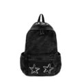 Large capacity black denim backpack for women, vintage school bookbag and casual travel bag. - 6899 Black