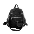 Black denim backpack retro casual vintage style multifunctional small shoulder bag daily use - 6888 Black / Black
