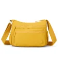 Sac bandoulière en nylon jaune avec plusieurs poches, sac casual léger pour femme. - Jaune