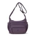 Sac bandoulière en nylon pour femme décontracté multipoche couleur unie grande capacité - Violet