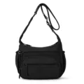Sac à bandoulière en nylon pour femme sac porté épaule décontracté multi-poches noir - Noir
