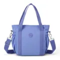 Sac cabas en nylon décontracté pour femme, grand sac bandoulière violet avec sangle réglable. - Bleu