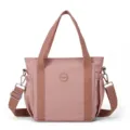 Casual large capacity nylon tote bag with shoulder strap for women daily commuter pink. - Pink