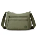 Casual nylon crossbody bag with multiple zip pockets, large capacity, army green. - Army Green