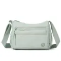 Casual light green nylon multi-pocket crossbody bag, lightweight daily shoulder bag for women. - Light Green