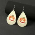 Halloween doppelschichtige tropfen ohrringe stilvoller kürbis kunstleder schmuck damen - Goldener Kürbis Stil (NE1004)