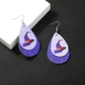 Orecchini pendenti in pelle a goccia cappello da strega di Halloween per le donne. - Stile Cappello da Strega Viola (NE1006)