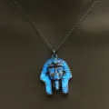 Luminous Egyptian Pharaoh Pendant Necklace Glow in the Dark Vintage Silver Chain Jewelry - Sky Blue Luminous