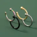 Stijlvolle minimalistische roestvrijstalen hoefijzer neusringen oorbellen piercing set. - Meerkleurig