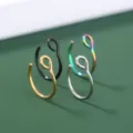 Detailopname van kleurrijke neusringen in goud zilver zwart en regenboogstijlen. - Meerkleurig